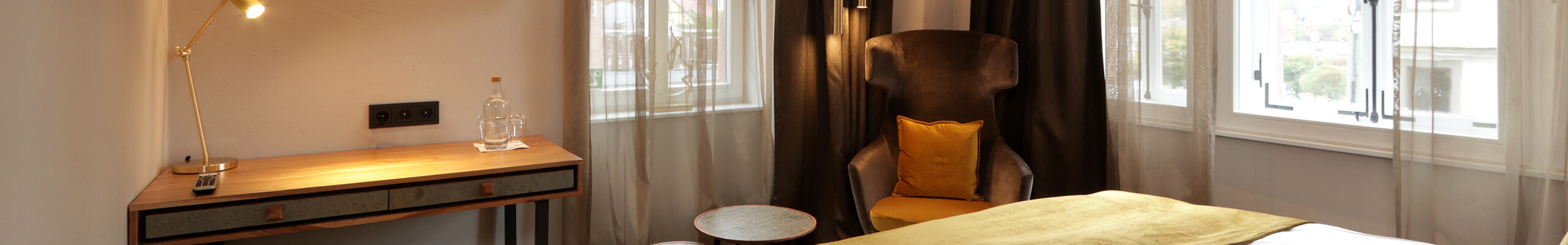 Blick auf das Interieur des Hotelzimmer 301